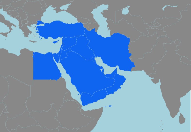 Find 16 Middle East Countries - Map Quiz Game