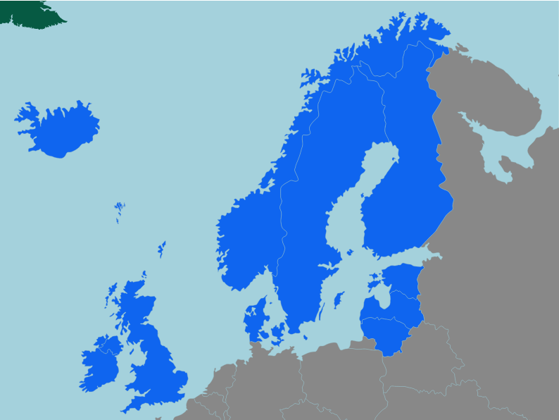 Find 10 Countries of Northern Europe Map Quiz Game